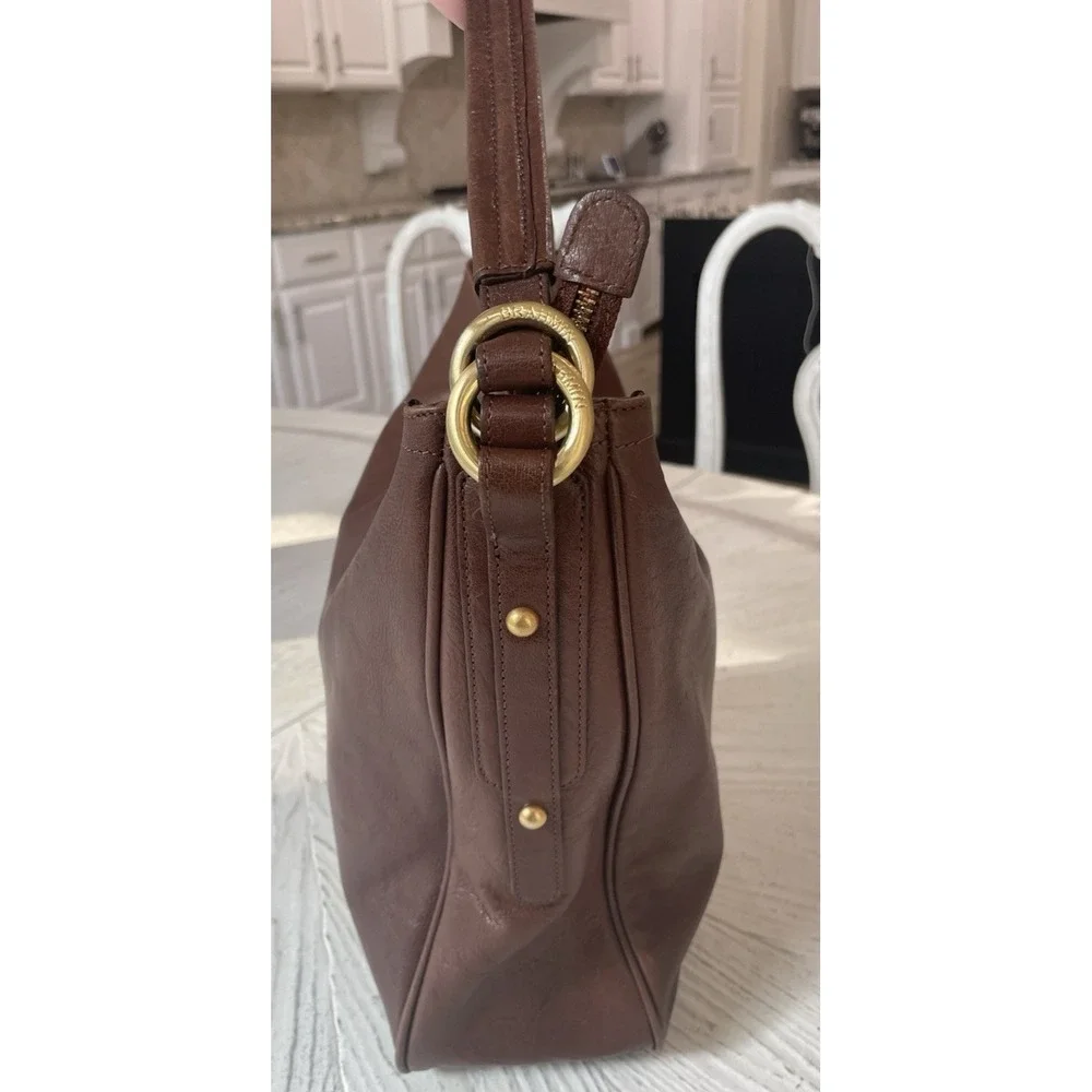 Brahmin Handbag Soft Brown‎ Leather Top Handle Purse Gold Hardware